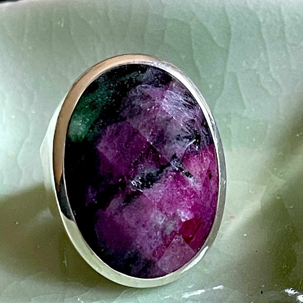Ruby in Zoisite Sterling Silver Statement Ring